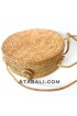 Ata round bag flower pattern with rattan strap